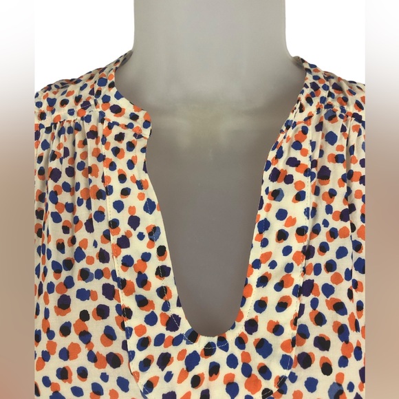 Women's Maeve Anthropologie White/Orange/Blue Abstract Sleeveless Blouse. Size 2 - Picture 7 of 11